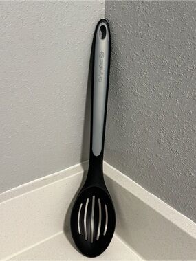 Calphalon Select Slotted Serving Spoon, Nylon/Silicone, Gray/Black, 13.5"